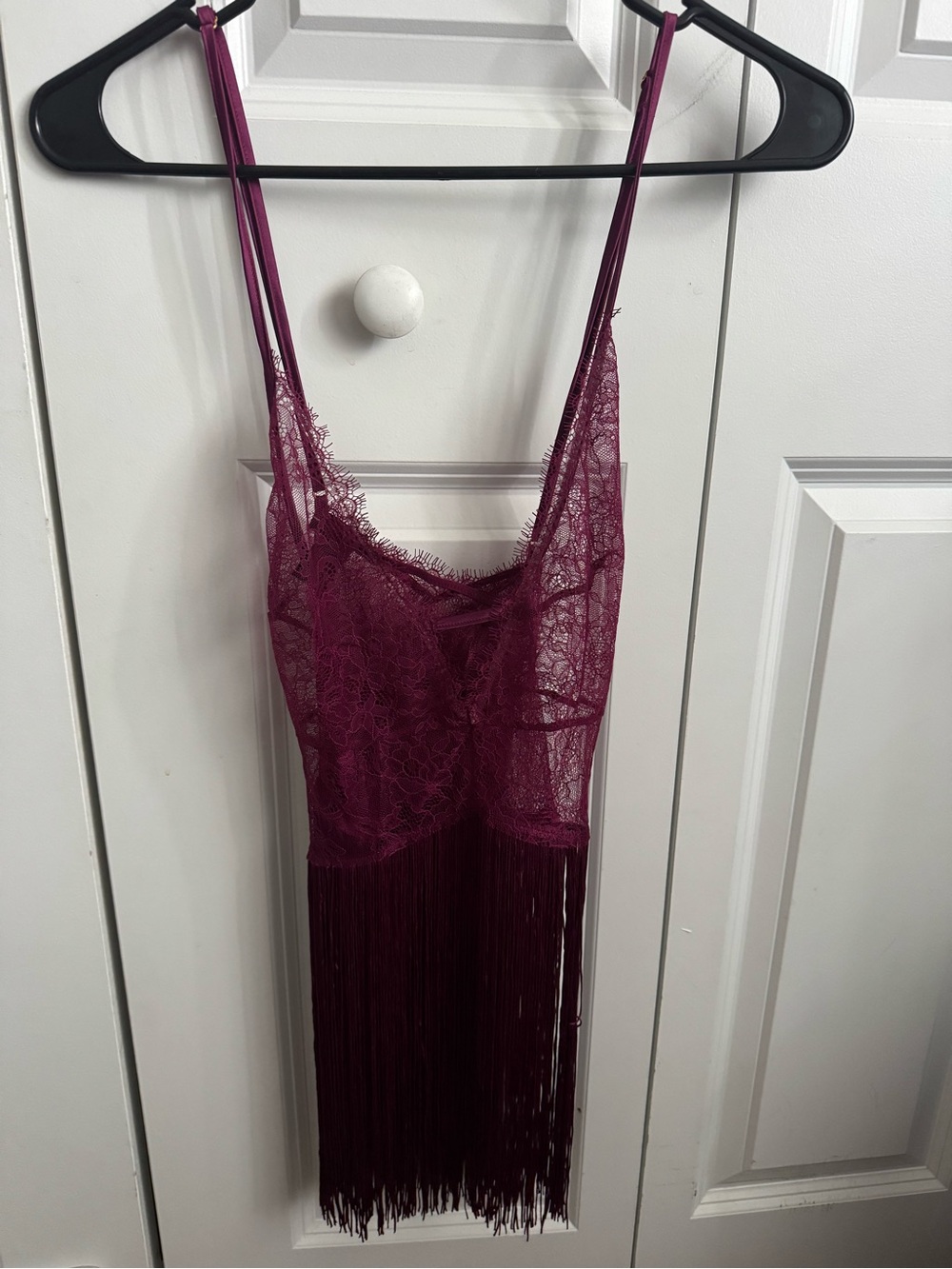 Victoria's Secret Burgundy Lace Fringe Chemise